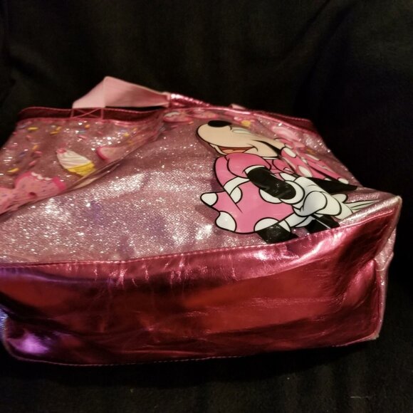 Disney Store Minnie Mouse Pink Glitter Tote Bag Plastic - Picture 5 of 10